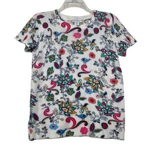 Oats Cashmere Floral Crewneck Sweater - White Multi